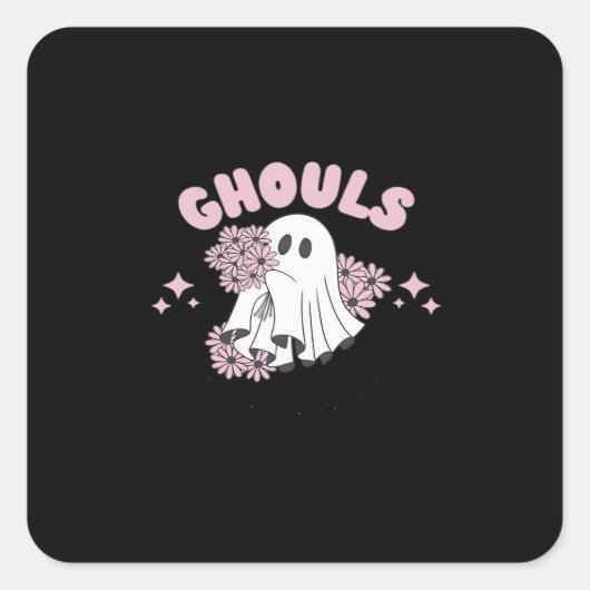 Ghouls Just Wanna haben Spaß Halloween Art Basic S Quadratischer Aufkleber (Vorderseite)