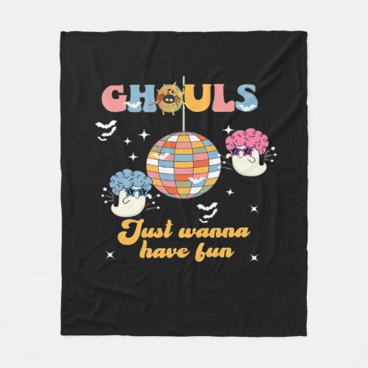 Ghouls Just Wanna haben Spaß Retro Groovy Hallowee Fleecedecke (Vorderseite)