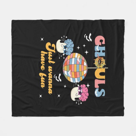Ghouls Just Wanna haben Spaß Retro Groovy Hallowee Fleecedecke (Vorderseite (Horizontal))