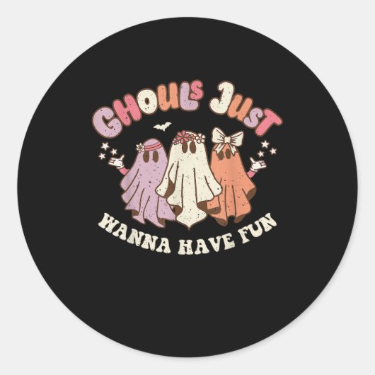 Ghouls just wanna haben Spaß Retro Halloween Groov Runder Aufkleber (Vorderseite)