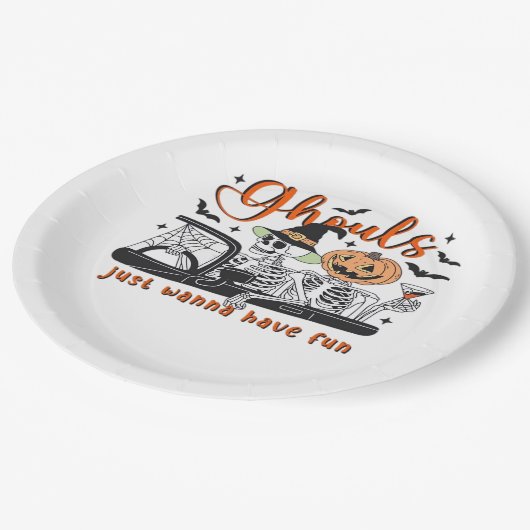 Ghouls just wanna have fun - Halloween Skelette D Pappteller (Schrägansicht)