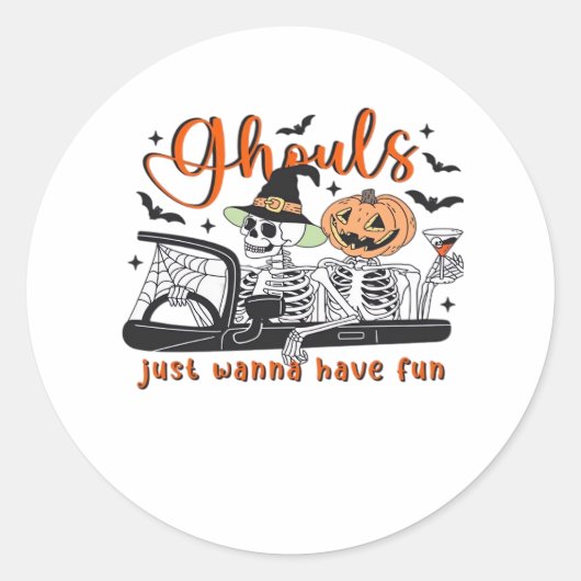 Ghouls just wanna have fun - Halloween Skelette D Runder Aufkleber (Vorderseite)
