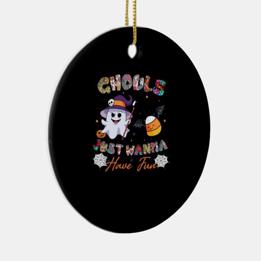 Ghouls just wanna Have Fun Shirt - Retro Halloween Keramik Ornament (Rechts)