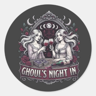 Ghouls Nacht mit Gruselwein Tarot Halloween-Party Runder Aufkleber