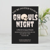 Ghouls Night Black & White Halloween Party Einladung (Stehend Vorderseite)