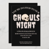 Ghouls Night Black & White Halloween Party Einladung (Vorne/Hinten)