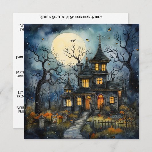 👻 🎉 Ghouls Night In: Ein Spooktacular Soiree! 🎉 Einladung (Vorne/Hinten)