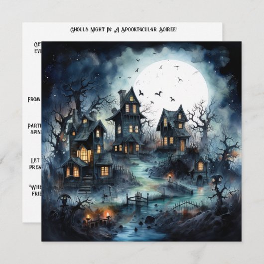 👻 🎉 Ghouls Night In: Ein Spooktacular Soiree! 🎉 Einladung (Vorne/Hinten)
