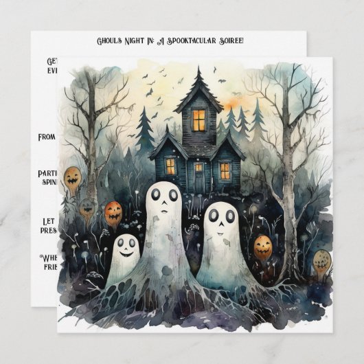 👻 🎉 Ghouls Night In: Ein Spooktacular Soiree! 🎉 Einladung (Vorne/Hinten)