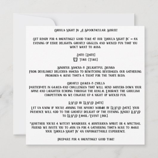 👻 🎉 Ghouls Night In: Ein Spooktacular Soiree! 🎉 Einladung (Rückseite)
