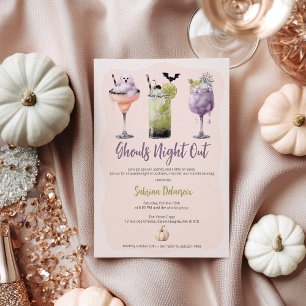 Ghouls Night Out Wasserfarben Cocktails Halloween Einladung