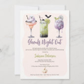 Ghouls Night Out Wasserfarben Cocktails Halloween Einladung (Vorderseite)
