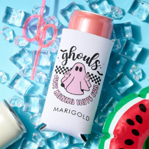 Ghouls nur Wanna haben Spaß rosa Ghost Halloween Selters Dosenkühler