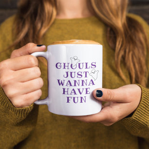 Ghouls nur wollen Spaß haben Lila Halloween Kaffeetasse