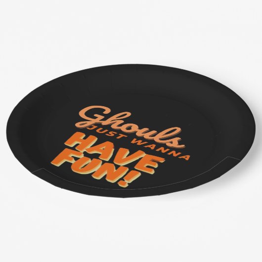 Ghouls nur wollen Spaß haben Pappteller (Schrägansicht)