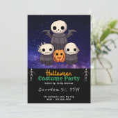 Ghouls Super Niedlich Black Halloween Einladung (Stehend Vorderseite)