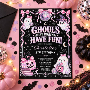 Ghouls wollen nur Spaß haben Mädchen Halloween Geb Einladung