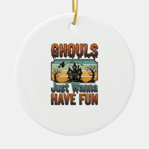 Ghouls wollen nur Spaß haben Vintage Halloween Keramik Ornament