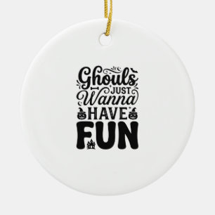 Ghouls wollen nur Spaß haben Vintage Halloween SVG Keramik Ornament
