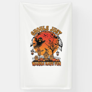 Ghouls wollen nur Spaß Halloween Gruseliger Friedh Banner