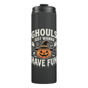 Ghouls wollen nur Spaß Halloween-Kürbis Thermosbecher