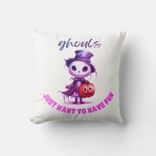Ghouls Wollte nur, Spaß zu haben Lila Halloween Kissen