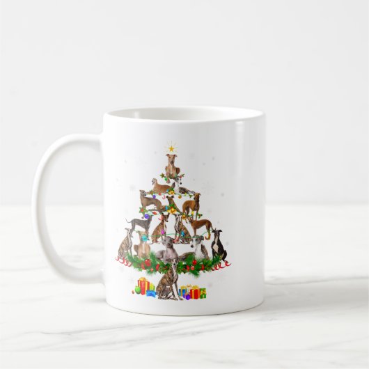 Ghound Christmas Tree Lights Funny Dog Xmas Gif Kaffeetasse (Links)