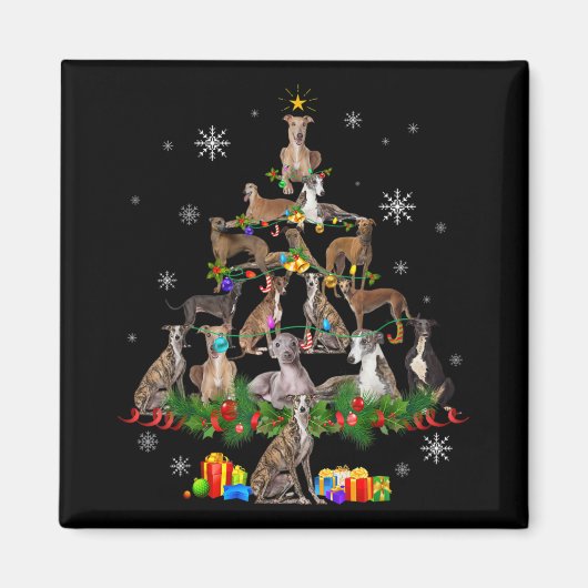Ghound Christmas Tree Lights Funny Dog Xmas Gif T Magnet (Vorne)