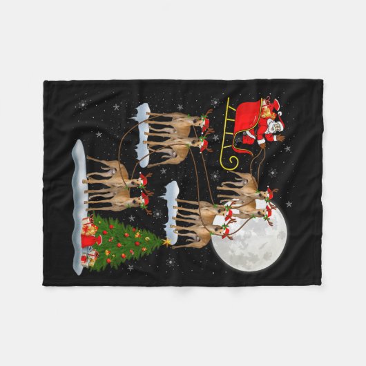 Ghound Dog Santa Sleigh Flying Funny Magical Chris Fleecedecke (Vorderseite (Horizontal))