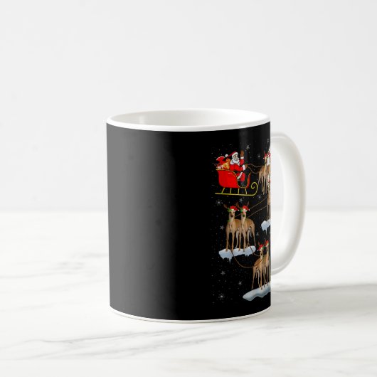 Ghound Dog Santa Sleigh Flying Funny Magical Chris Kaffeetasse (VorderseiteRechts)