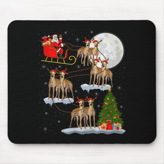 Ghound Dog Santa Sleigh Flying Funny Magical Chris Mousepad (Vorne)