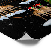 Ghound Dog Santa Sleigh Flying Funny Magical Chris Poster (Ecke)