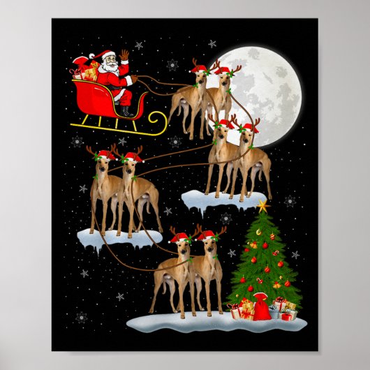 Ghound Dog Santa Sleigh Flying Funny Magical Chris Poster (Vorne)