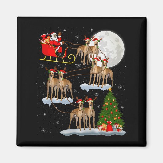 Ghound Dog Weihnachtsmann Schlitten Fliegend Lusti Magnet (Vorne)