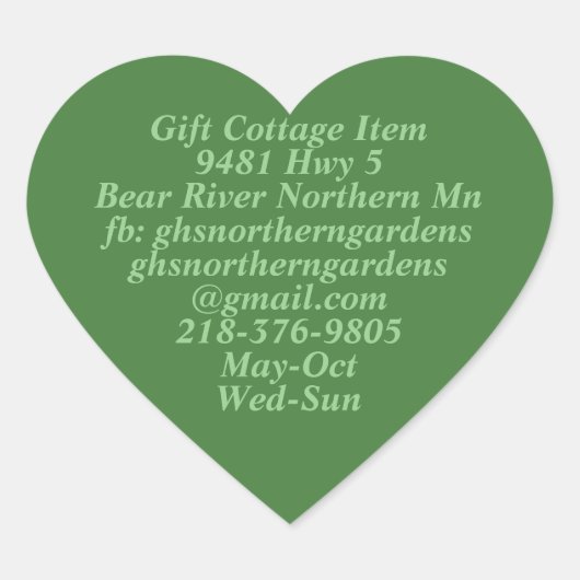 GHS Northern Gardens Info Schlichtes Herz Herz-Aufkleber (Vorderseite)