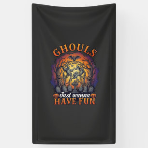 Ghule wollen nur Spaß haben Geister Friedhof Kürbi Banner