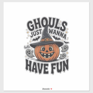Ghule wollen nur Spaß haben Halloween-Kürbis-Geist Aufkleber