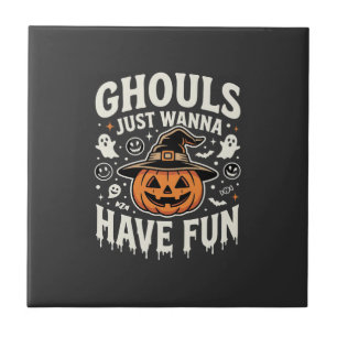 Ghule wollen nur Spaß Halloween-Kürbis Fliese