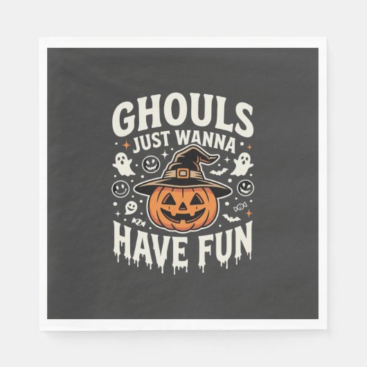 Ghule wollen nur Spaß Halloween-Kürbis Serviette (Vorderseite)