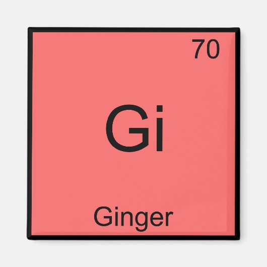 Gi - Ginger Funny Chemistry Element Symbol T - Shi Magnet (Vorne)