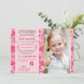 GI Jane Army Camouflage Militär Geburtstag Einladung (Stehend Vorderseite)