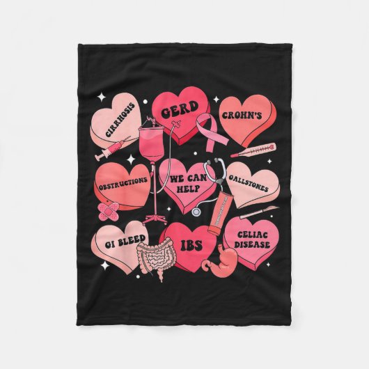 Gi Nurse Valentine Hearts Candy Gastroenterology E Fleecedecke (Vorderseite)