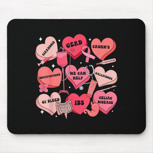 Gi Nurse Valentine Hearts Candy Gastroenterology E Mousepad (Vorne)