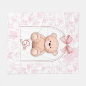 Gia | Benutzerdefiniertes rosa Teddy-Bär-Kinderzim Fleecedecke (Vorderseite (Horizontal))