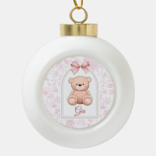 Gia Benutzerdefiniertes rosa Teddy-Bär-Kinderzim Keramik Kugel-Ornament