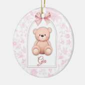 Gia | Benutzerdefiniertes rosa Teddy-Bär-Kinderzim Keramik Ornament (Links)