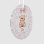 Gia | Benutzerdefiniertes rosa Teddy-Bär-Kinderzim Ornament (Vorderseite)