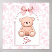 Gia | Benutzerdefiniertes rosa Teddy-Bär-Kinderzim Poster (Vorne)