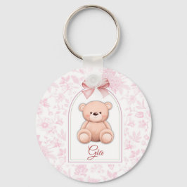 Gia | Benutzerdefiniertes rosa Teddy-Bär-Kinderzim Schlüsselanhänger