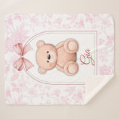 Gia | Benutzerdefiniertes rosa Teddy-Bär-Kinderzim Sherpadecke (Vorderseite (Horizontal))